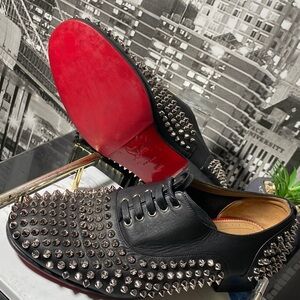 Authentic Christian Louboutin Studded Black Leather Shoes